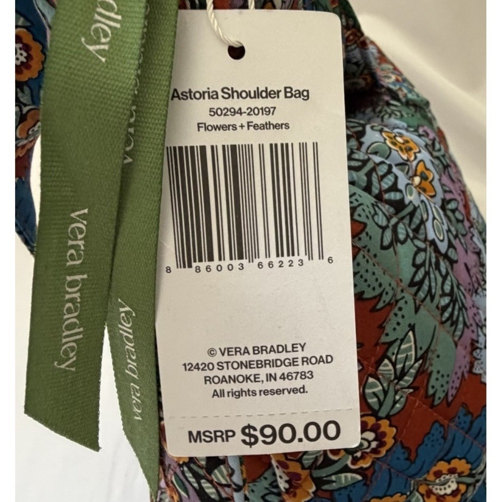 NEW Vera Bradley Astoria Shoulder Bag in Flowers & Feathers Pattern Quilted NWT - Picture 8 of 10